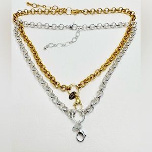 Origami Owl Round Link Chain Necklace Set Gold Tone And Silver Tone